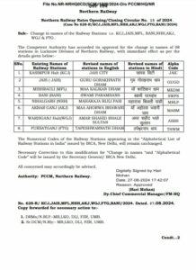 रेलवे ने जारी किया नोटिफिकेशन 