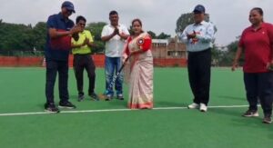 खेल दिवस पर स्टेडियम में देखा गया मा0 मुख्यमंत्री जी के कार्यक्रम का सजीव प्रसारण