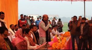 बनकटी नगर पंचायत में स्टेडियम का असम प्रभारी हरीश द्विवेदी ने किया भूमिपूजन।