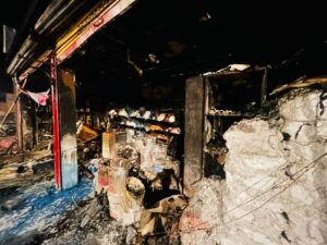 पेंट की दुकान में लगी भीषण आग लाखो का माल जलकर राख़ 