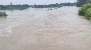 पहाड़ों में लगातार हो रही तेज बारिश के कारण मालन नदी का जलस्तर अचानक बढ़ गया।